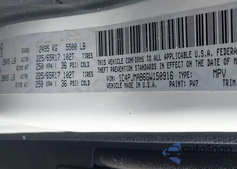 2016 Jeep Cherokee Sport from USA, damaged, VIN 1C4PJMAB6GW150916